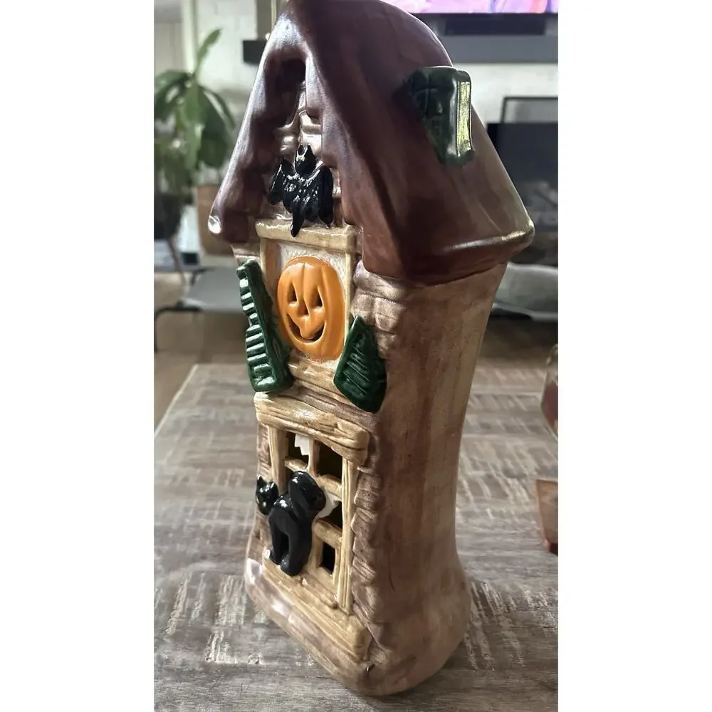 Yozie Mold HALLOWEEN HAUNTED HOUSE Ceramic VINTAGE Black Cat Bat Witch